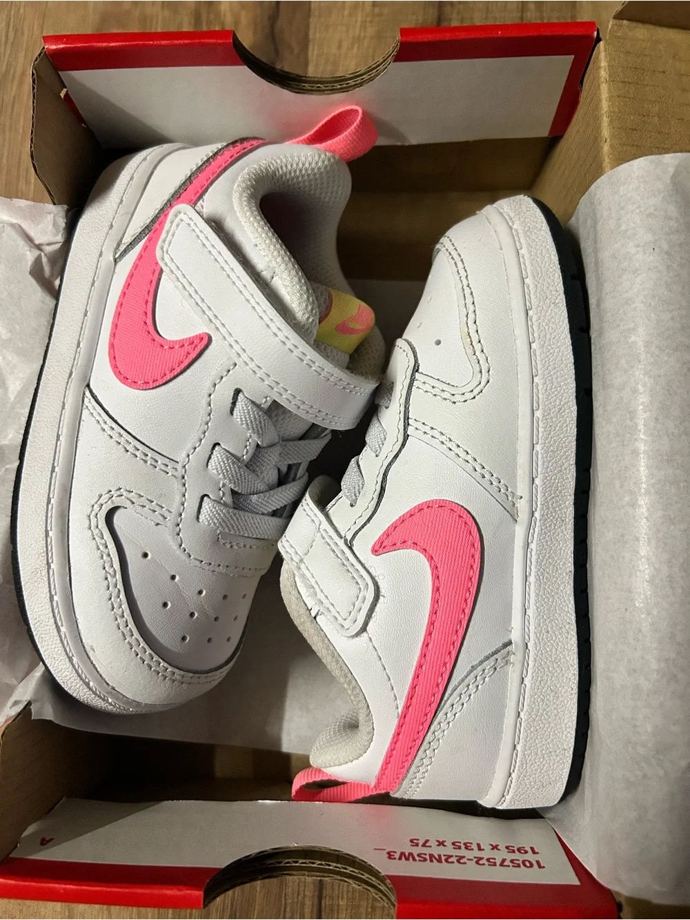 Nike Court Borough Low 2 (TDV) Toddlers 7c In White/Sunset Pulse